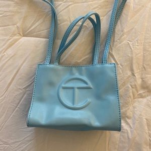 Telfar mini shopping bag in pool blue